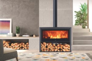 poele a bois haut de gamme ALLEGRO A+ avec triple combustion et bûches 80 cm