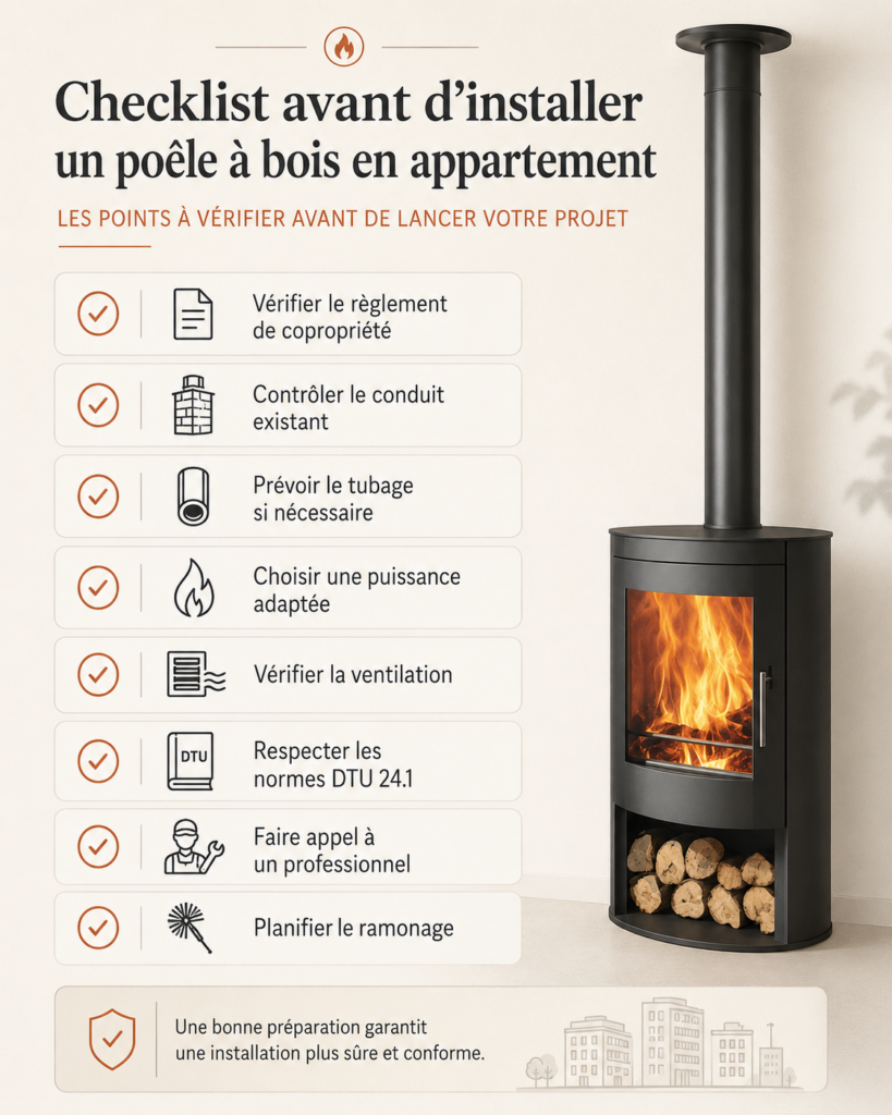 checklist installation poele a bois appartement
