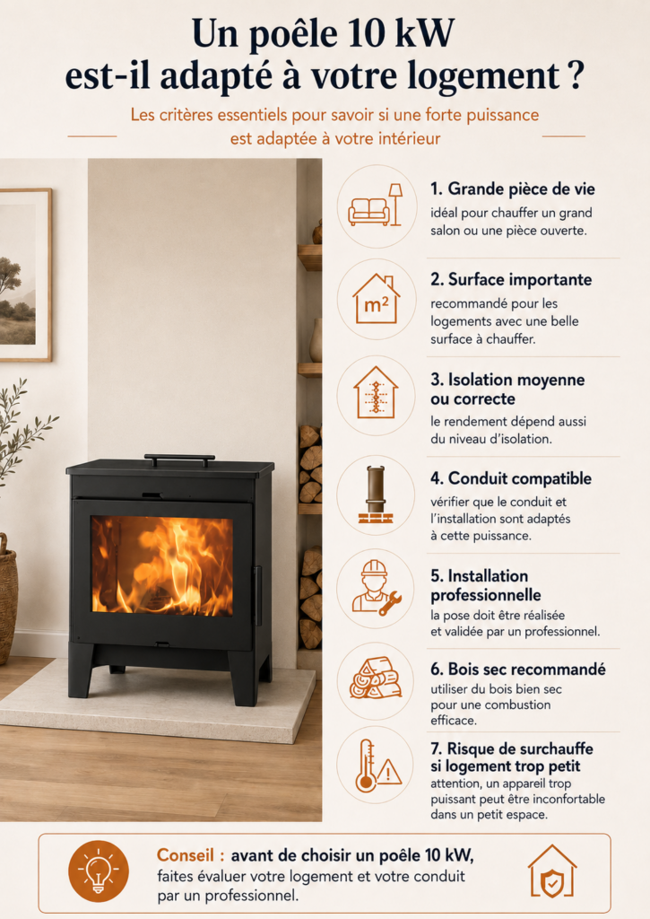 choisir poele a bois 10 kw selon logement