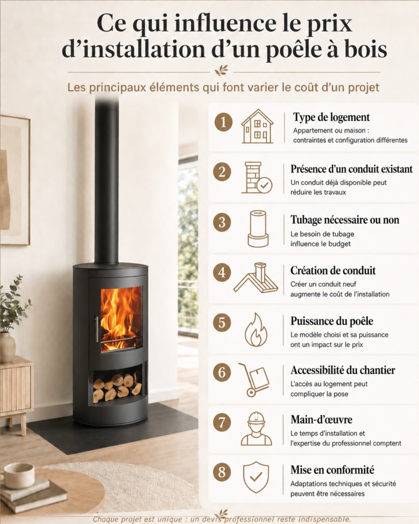 facteurs prix installation poele a bois