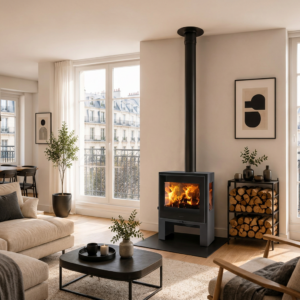 poele a bois appartement salon moderne